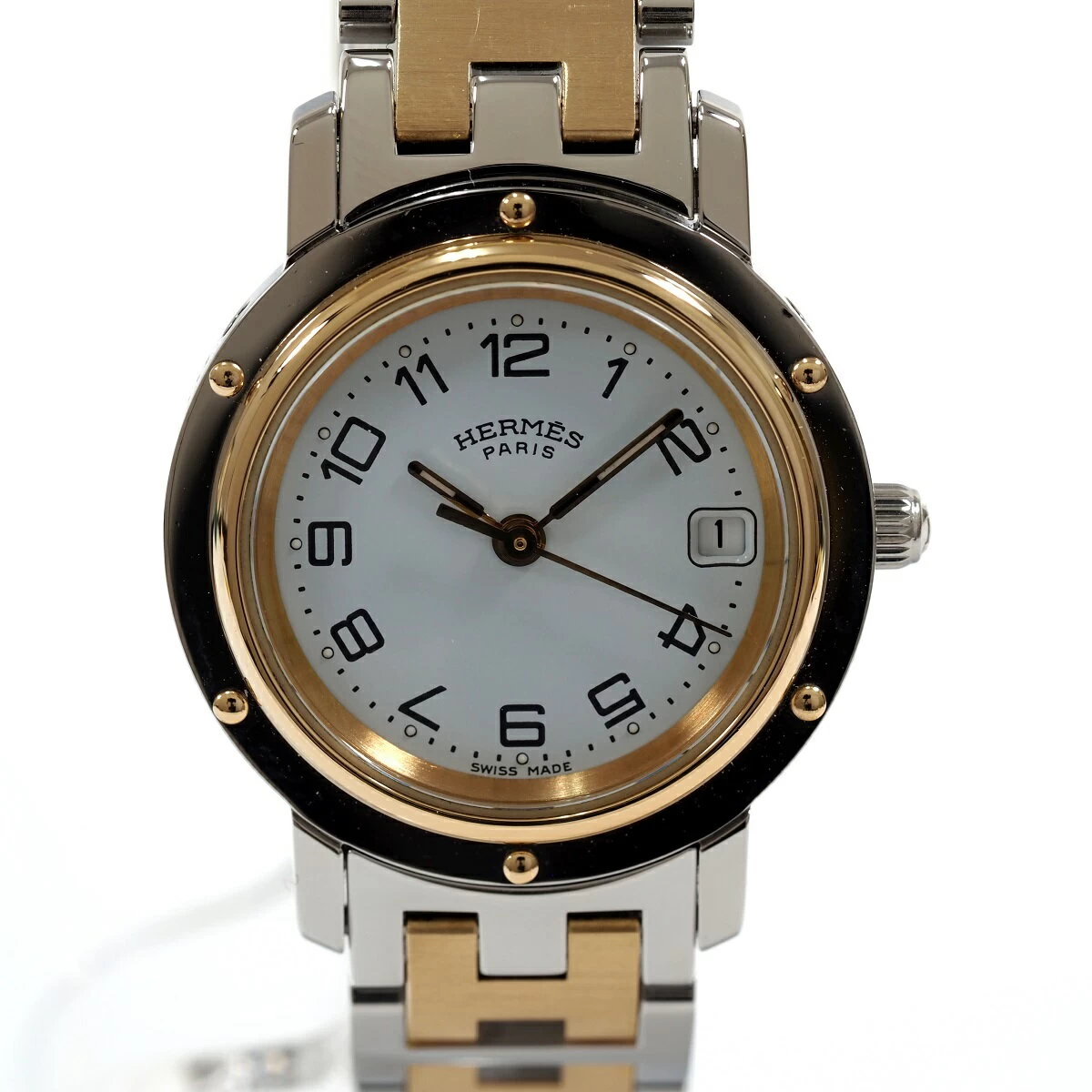 N [Hermes] Clipper Quartz Watch CL4.220 Stainless Steel White Dial Silver x Gold Combi Ladies Operation Product Popular Standard Shipping Included [HERMES] Nasushiobara Store ★ 31002160-7N