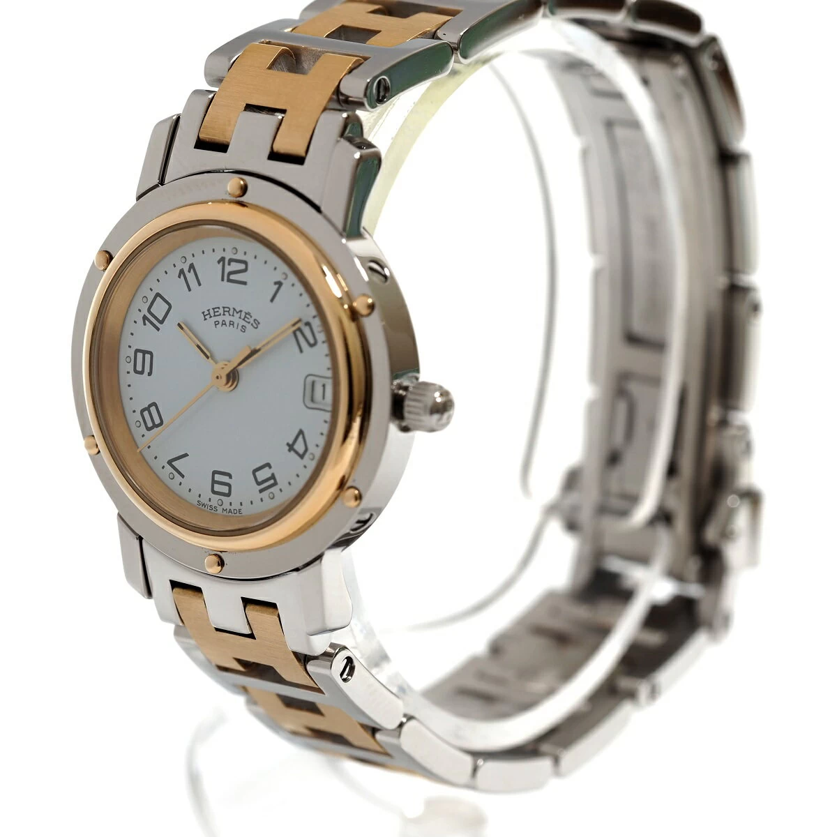 N [Hermes] Clipper Quartz Watch CL4.220 Stainless Steel White Dial Silver x Gold Combi Ladies Operation Product Popular Standard Shipping Included [HERMES] Nasushiobara Store ★ 31002160-7N