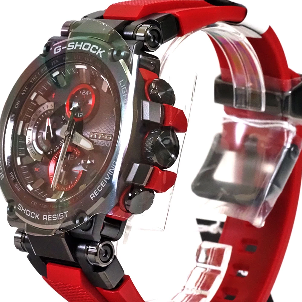 N [CASIO] [Casio] MT-G Solar Radio Controlled Watch MTG-B1000B Black Bezel/Dial, Belt/Red, Arm Circumference, Maximum Approx. 21.5cm, Good Condition, Recommended, Everyday Use, Commuting to School, Leisure, 3 Month Warranty, Accessories Included, Shipping Included, Special Price ★ Nasu Shiobara Store 3100018-112