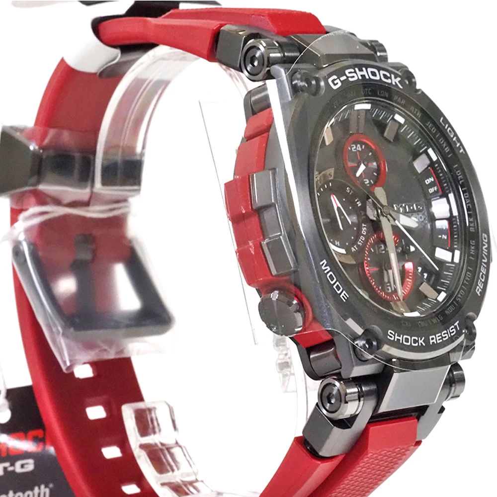 N [CASIO] [Casio] MT-G Solar Radio Controlled Watch MTG-B1000B Black Bezel/Dial, Belt/Red, Arm Circumference, Maximum Approx. 21.5cm, Good Condition, Recommended, Everyday Use, Commuting to School, Leisure, 3 Month Warranty, Accessories Included, Shipping Included, Special Price ★ Nasu Shiobara Store 3100018-112