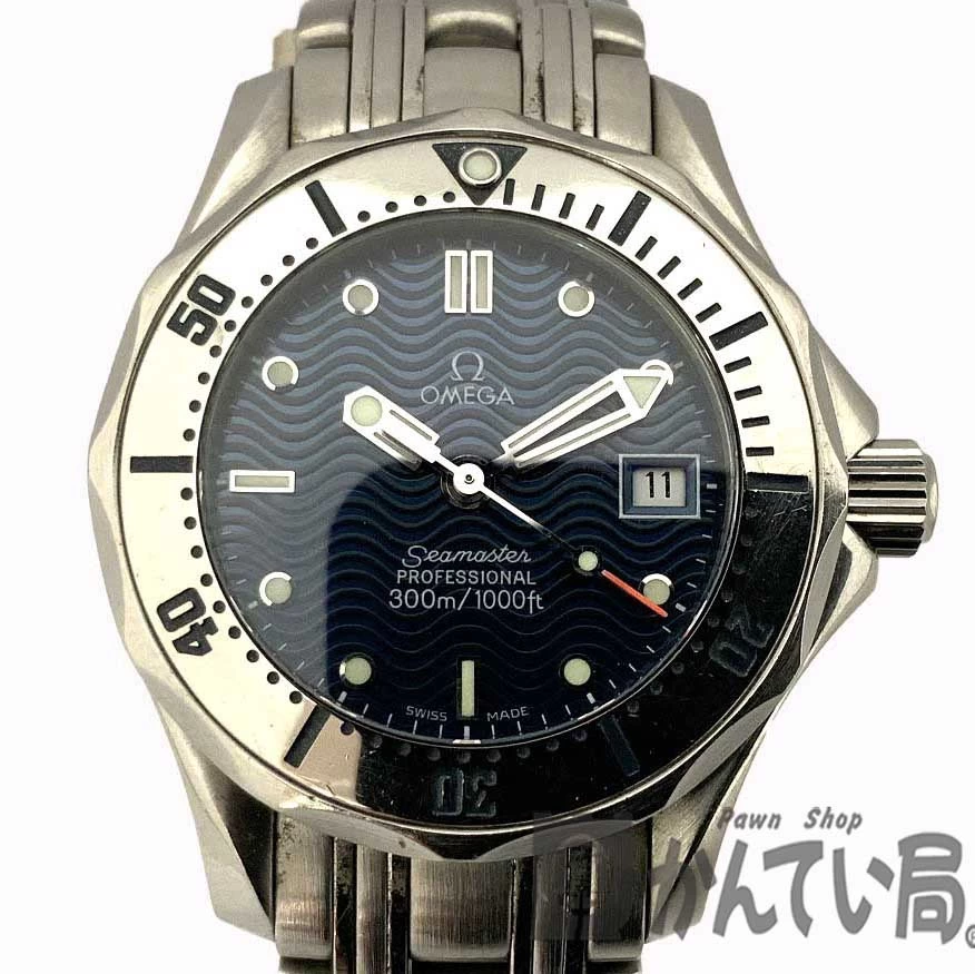 O [OMEGA] [Omega] Seamaster Professional 2582.80 Navy Stainless Steel 300m Waterproof Dive Watch Quartz Battery Ladies ≪Oyama Store≫ 18-3130o-ht
