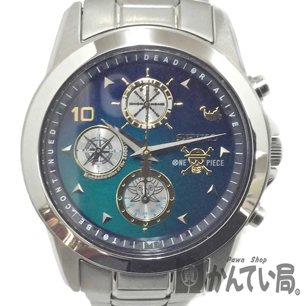 [K] [SEIKO] One Piece Collaboration 7T92-HBZO Quartz Battery Green Black Gradation Stainless Steel 10 Bar Made in Japan Men Women Women [Seiko] 31000179310-49k