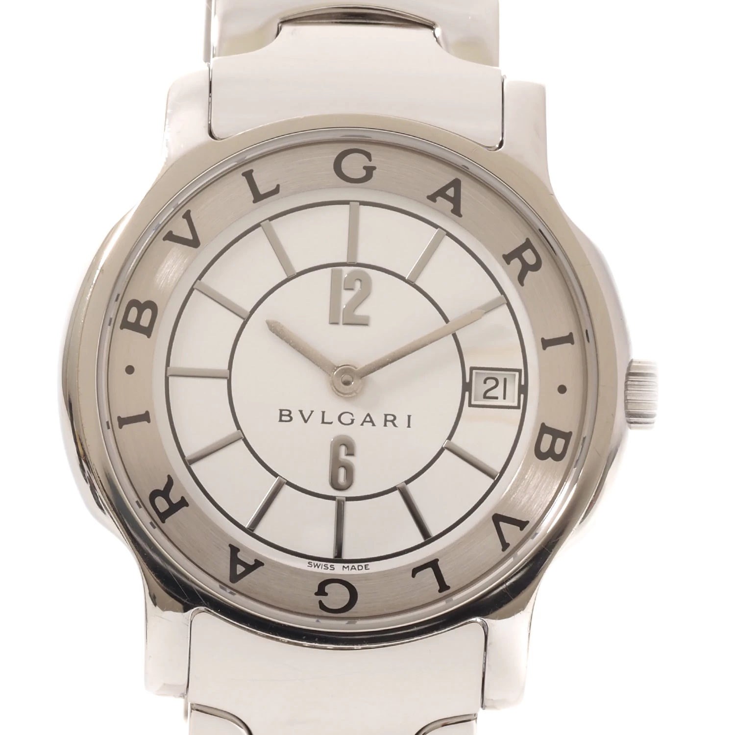 N [BVLGARI] Bulgari Solo Tempo Quartz Watch ST35S Maximum Arm Circumference Approx. 18 cm Stainless Steel Silver Color x White Dial Operating Item Body Only Brand Watch for Everyday Use Special Price Shipping Included Nasushiobara Store ★ 3100006-17n