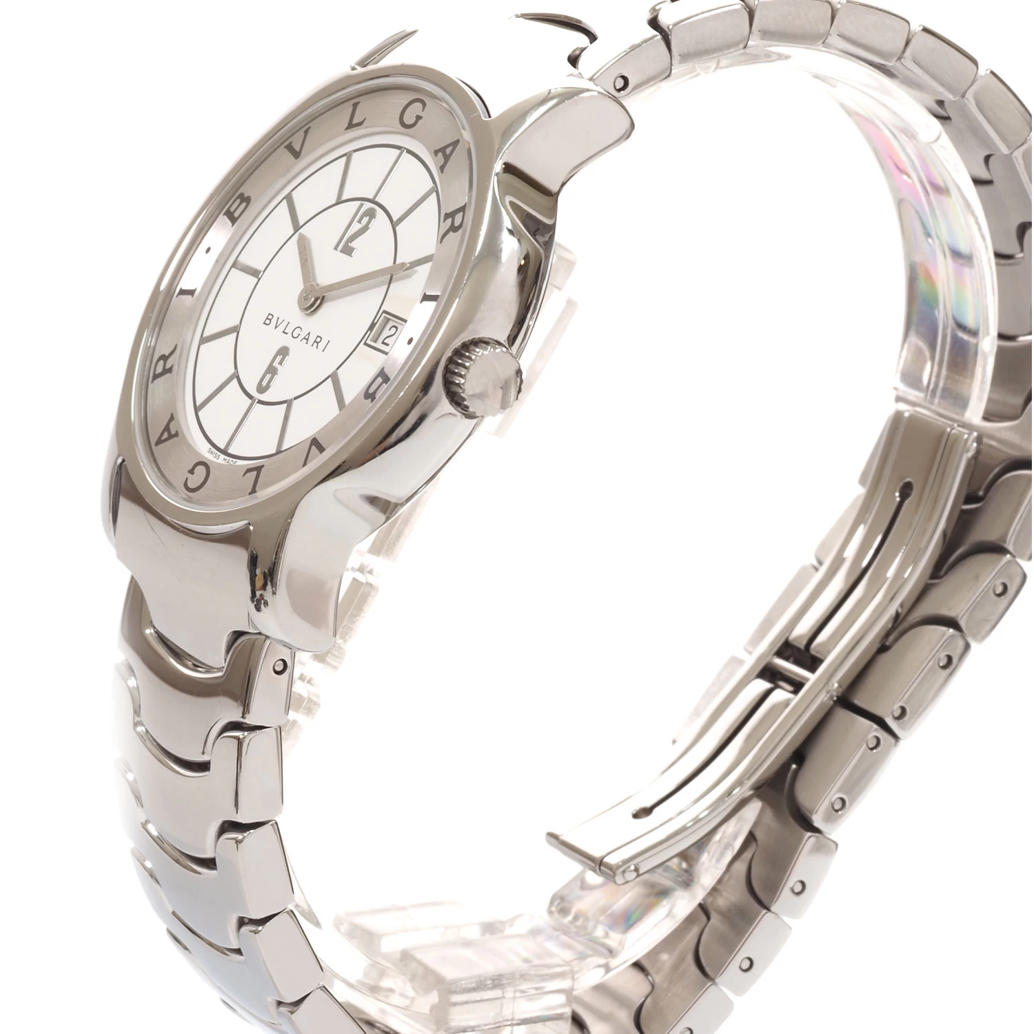 N [BVLGARI] Bulgari Solo Tempo Quartz Watch ST35S Maximum Arm Circumference Approx. 18 cm Stainless Steel Silver Color x White Dial Operating Item Body Only Brand Watch for Everyday Use Special Price Shipping Included Nasushiobara Store ★ 3100006-17n