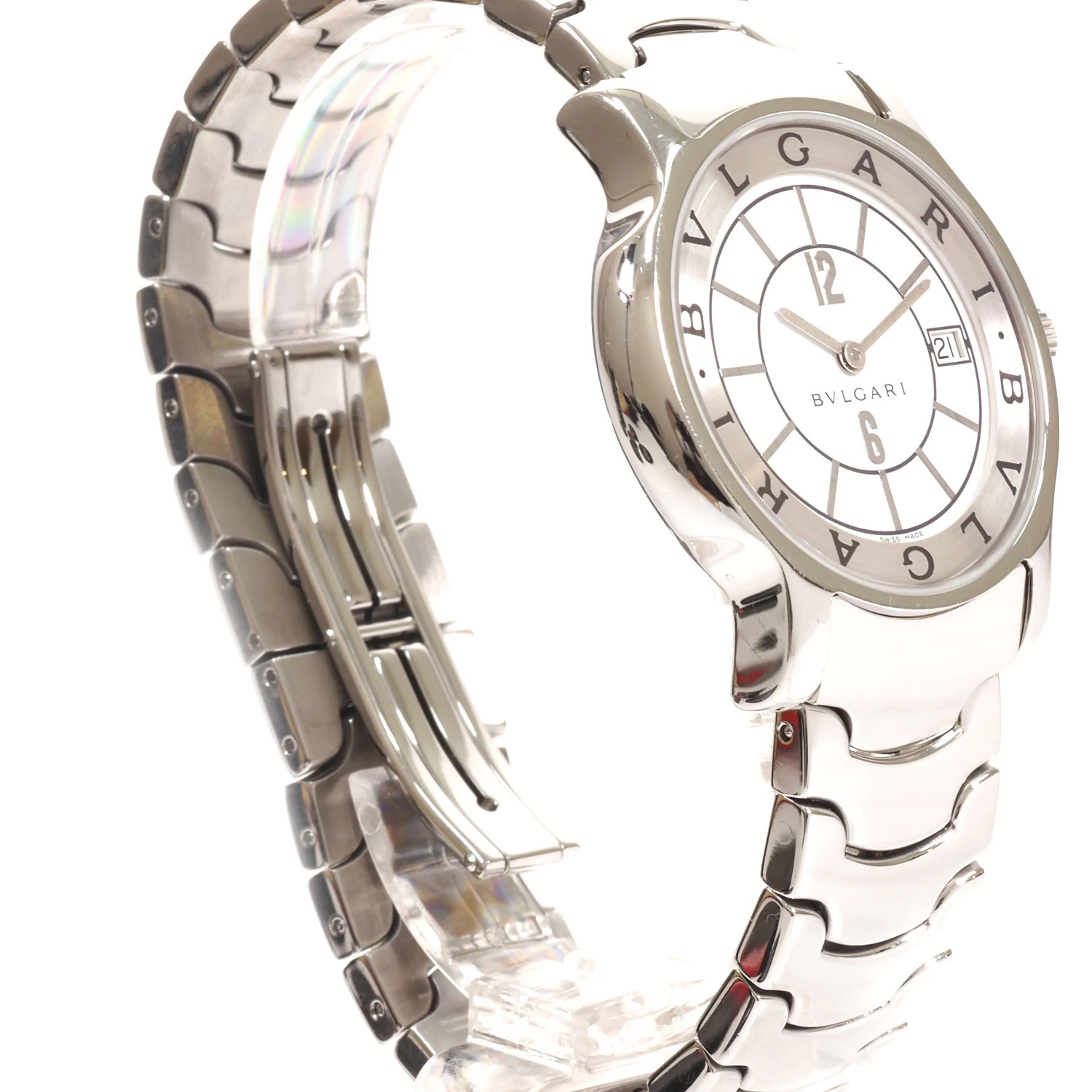 N [BVLGARI] Bulgari Solo Tempo Quartz Watch ST35S Maximum Arm Circumference Approx. 18 cm Stainless Steel Silver Color x White Dial Operating Item Body Only Brand Watch for Everyday Use Special Price Shipping Included Nasushiobara Store ★ 3100006-17n