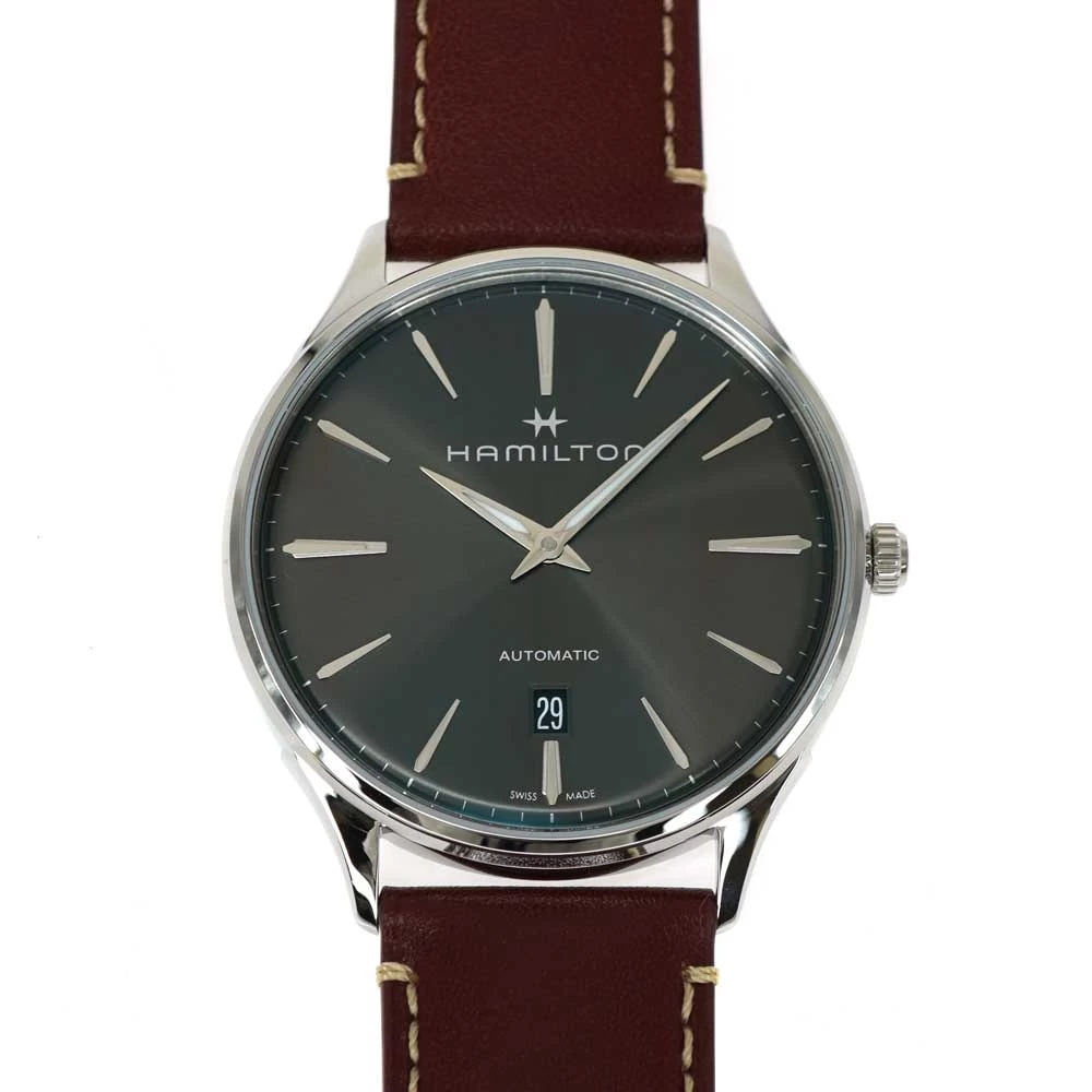 [Price Cut] HAMILTON [Hamilton] H385250 Jazzmaster Thin Line Automatic Gray Dial Stainless Steel Leather Strap SS USED-8 Pawn Shop Kitanagoya N22-1957