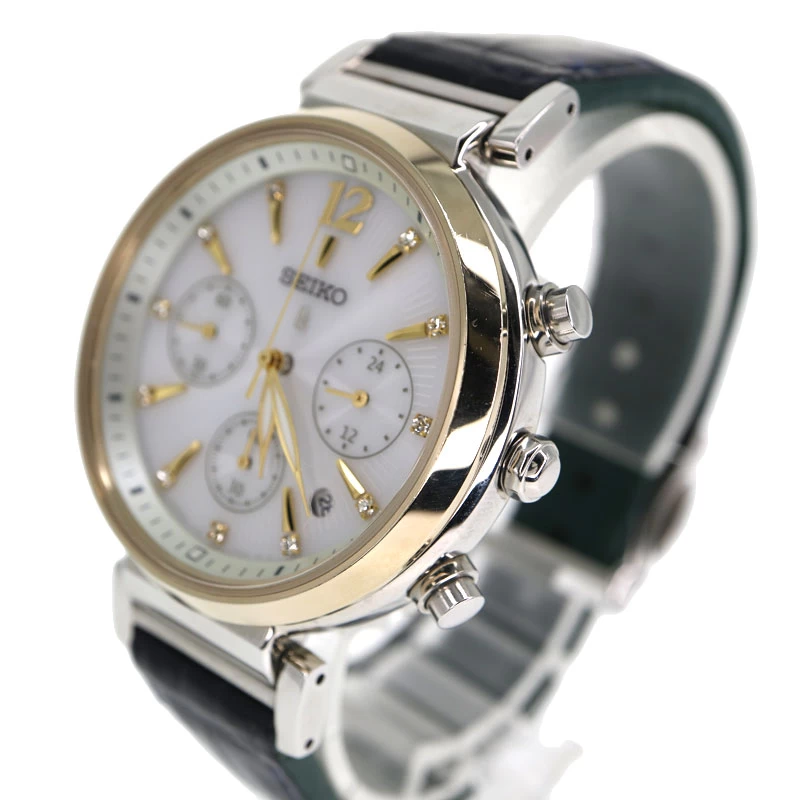 SEIKO SSVS038 V175-0DY0 LUCIA SOLAR TOKYO PANDA PRODUCTION LIMITED MODEL STAINLESS STEEL LEATHER WHITE DIAL LADIES USED-6 Pawn Shop Komaki C22-6749