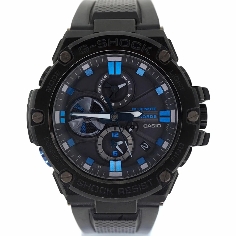 CASIO [Casio] GST-B100NR-1AJR G-SHOCK BLUE NOTE RECORDS Collaboration Tough Solar Smartphone Link Date Function 200m Waterproof Round Stainless Steel Resin USED-6 Pawn Shop Hosobata Store H2208629