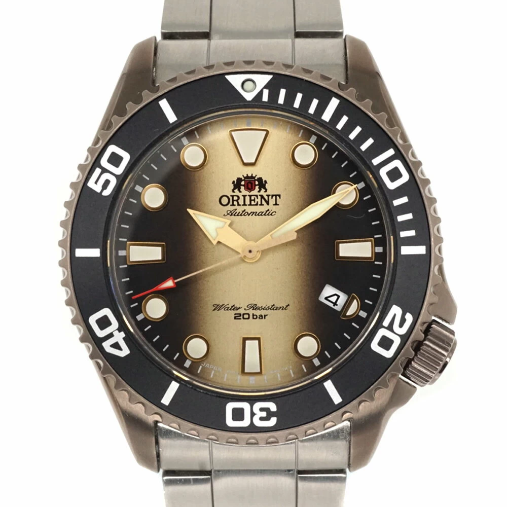 ORIENT RN-AC0K05G Sport Diver 70th Anniversary Automatic Calendar Gold Brown Limited Stainless Steel SS Pawn Shop Hosobata H23-1