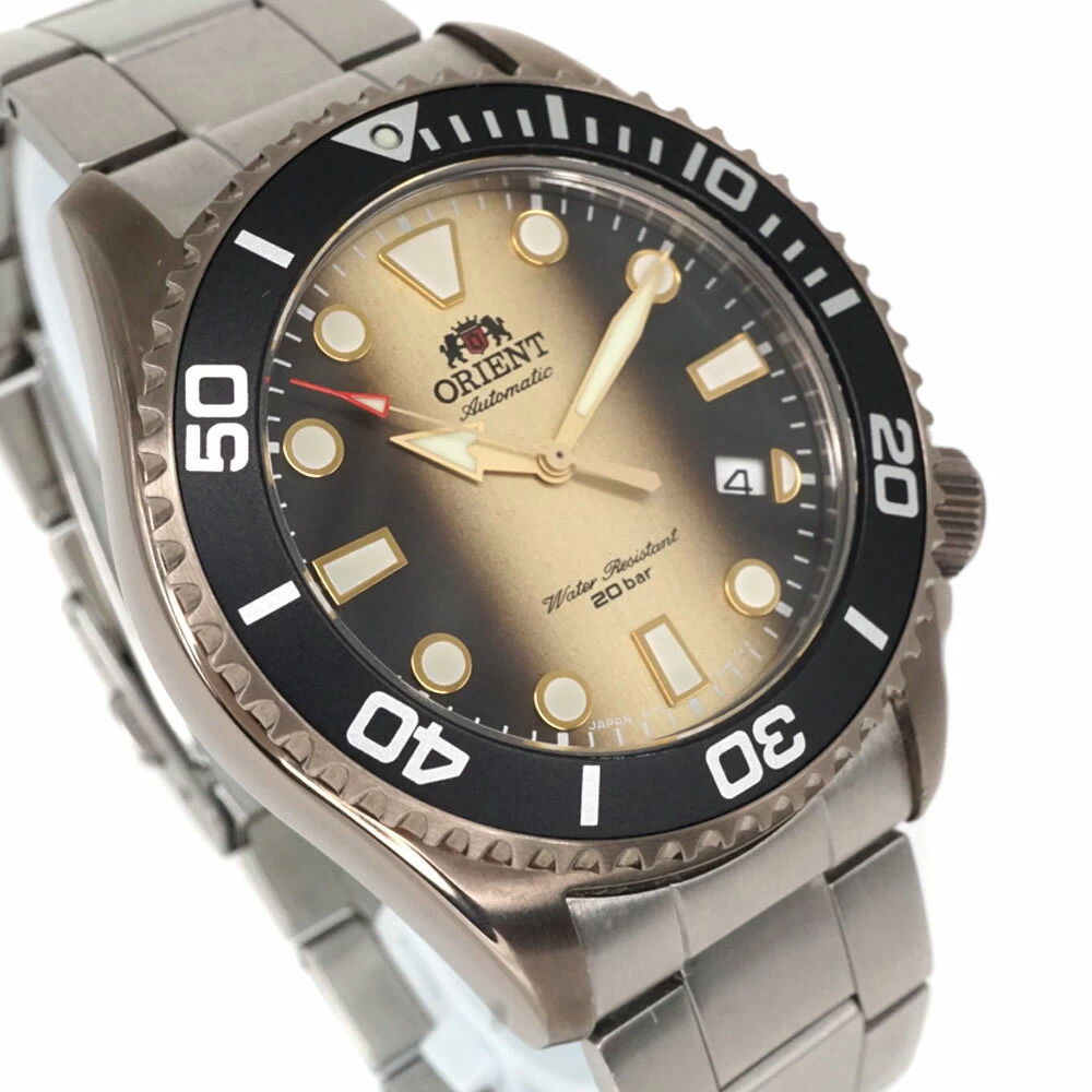 ORIENT RN-AC0K05G Sport Diver 70th Anniversary Automatic Calendar Gold Brown Limited Stainless Steel SS Pawn Shop Hosobata H23-1