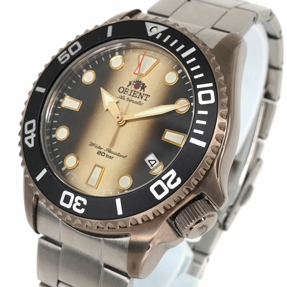 ORIENT RN-AC0K05G Sport Diver 70th Anniversary Automatic Calendar Gold Brown Limited Stainless Steel SS Pawn Shop Hosobata H23-1