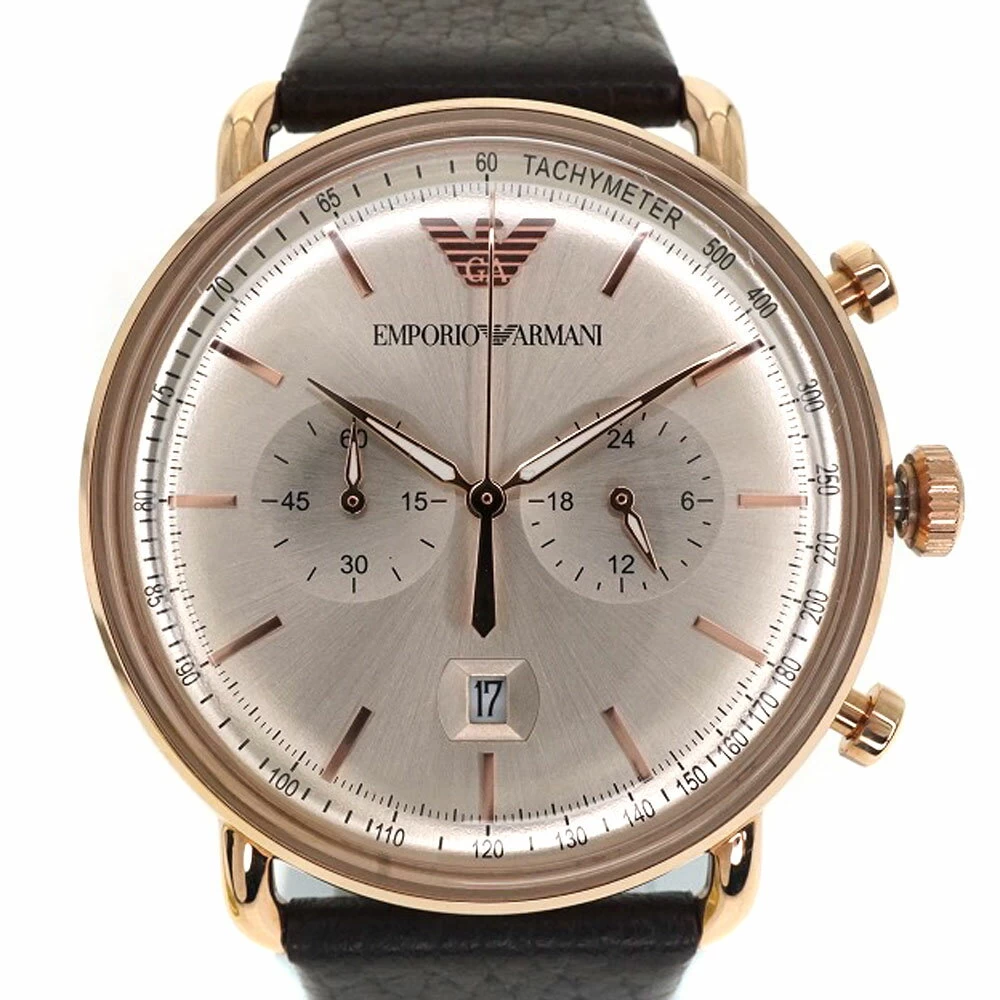 EMPORIO ARMANI [Emporio Armani] AR-11106 Quartz Watch Battery Operated Chronograph Aviator Gold Tachymeter 5 ATM Waterproof USED-7 Pawn Shop Hosobata Store H23-150