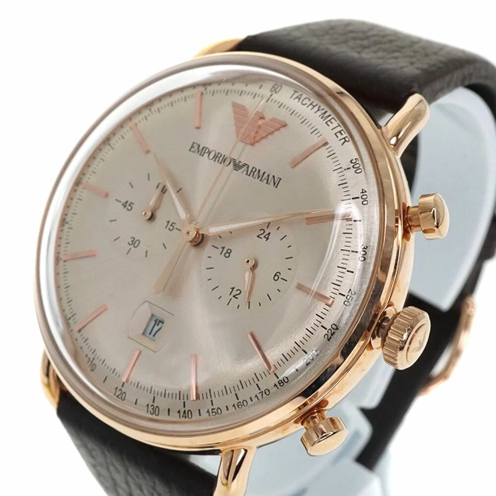 EMPORIO ARMANI [Emporio Armani] AR-11106 Quartz Watch Battery Operated Chronograph Aviator Gold Tachymeter 5 ATM Waterproof USED-7 Pawn Shop Hosobata Store H23-150