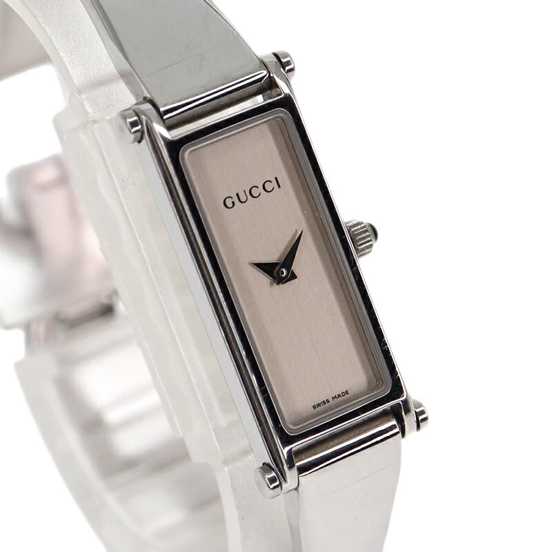 GUCCI 1500L Quartz Silver Dial SS Stainless Steel Silver Ladies USED-6 Pawn Shop Komaki C23-208
