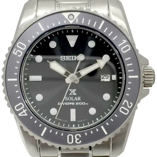 [Izumi Store] [Almost Unused/Extremely Beautiful] Seiko SBDN69 V147-OCSO Prospex Solar Watch for Air Diving Waterproof Diver's Watch Date Display Black Gray 