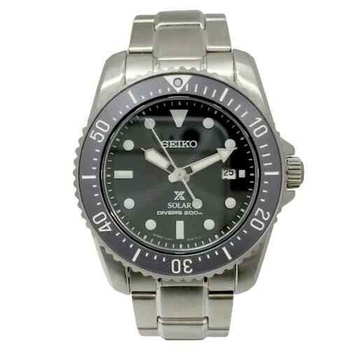[Izumi Store] [Almost Unused/Extremely Beautiful] Seiko SBDN69 V147-OCSO Prospex Solar Watch for Air Diving Waterproof Diver's Watch Date Display Black Gray 