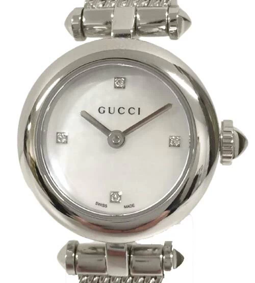 [South Store] [2022/3 Battery Replaced] Gucci YA141512 141.5 Diamantissima Watch White Shell Dial 2 Hand Ladies 
