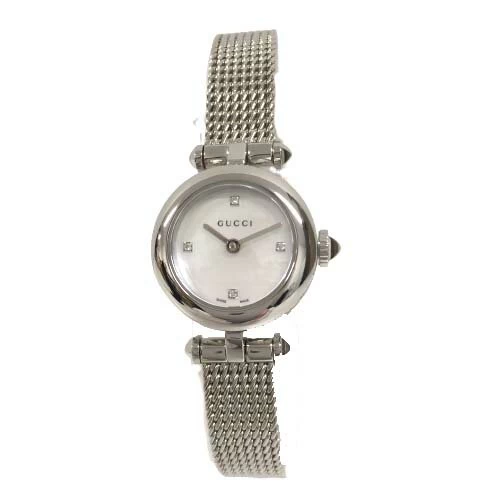 [South Store] [2022/3 Battery Replaced] Gucci YA141512 141.5 Diamantissima Watch White Shell Dial 2 Hand Ladies 