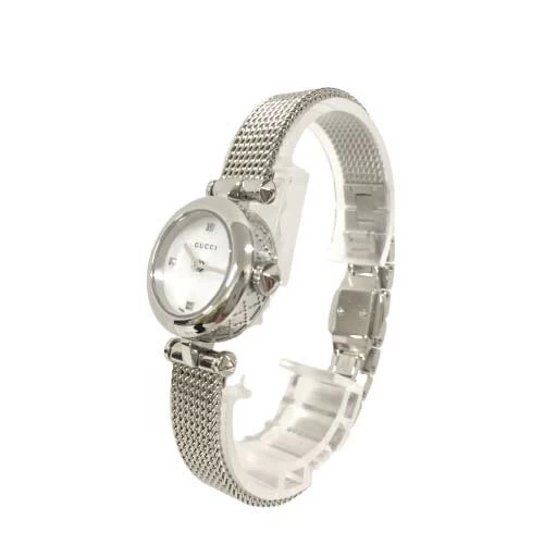 [South Store] [2022/3 Battery Replaced] Gucci YA141512 141.5 Diamantissima Watch White Shell Dial 2 Hand Ladies 