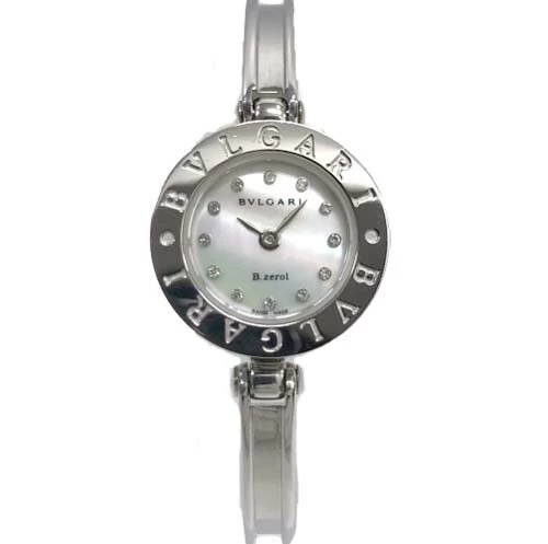 [Beautiful Product/2022.5 Battery Replaced/] Bvlgari BZ22S B-Zero One Bangle Watch, Quartz Battery Operated, 12P Diamond Index Shell Dial, Stainless Steel, Silver, Silver, Women's
