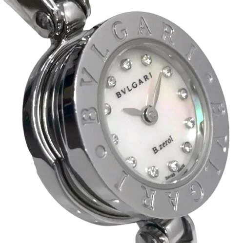 [Beautiful Product/2022.5 Battery Replaced/] Bvlgari BZ22S B-Zero One Bangle Watch, Quartz Battery Operated, 12P Diamond Index Shell Dial, Stainless Steel, Silver, Silver, Women's
