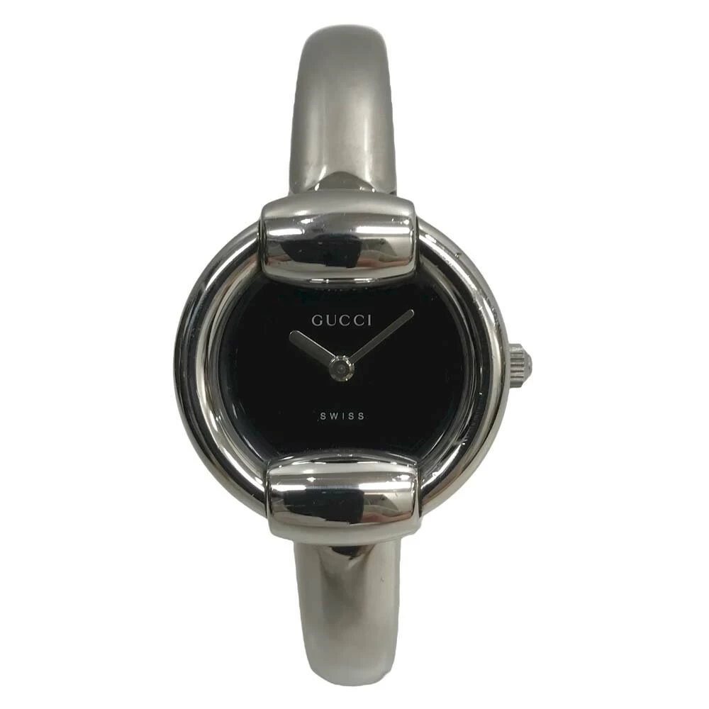 [Beautiful Product/Battery Replaced] Gucci 1400L Bangle Watch Battery Operated Quartz Black Dial Black 2 Hand SS Stainless Steel Women 