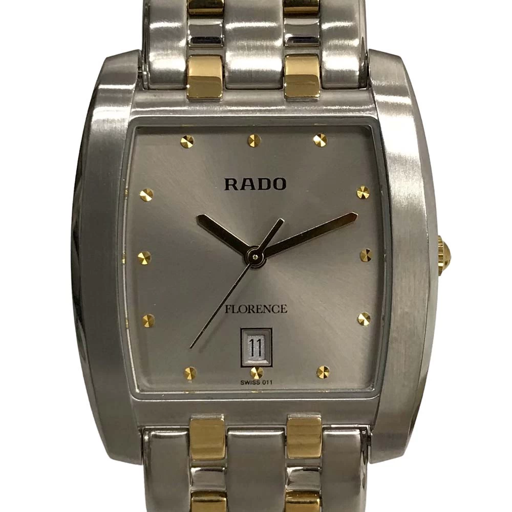 [Unused/Battery Replaced] Rado 129.3750.4 Florence Quartz Grey Dial Date Gold Hand Combi Stainless Steel Gold Plated Ladies Unisex Novelty Extremely Beautiful 