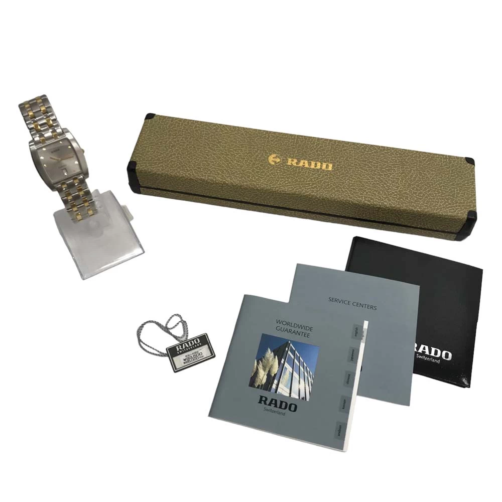 [Unused/Battery Replaced] Rado 129.3750.4 Florence Quartz Grey Dial Date Gold Hand Combi Stainless Steel Gold Plated Ladies Unisex Novelty Extremely Beautiful 