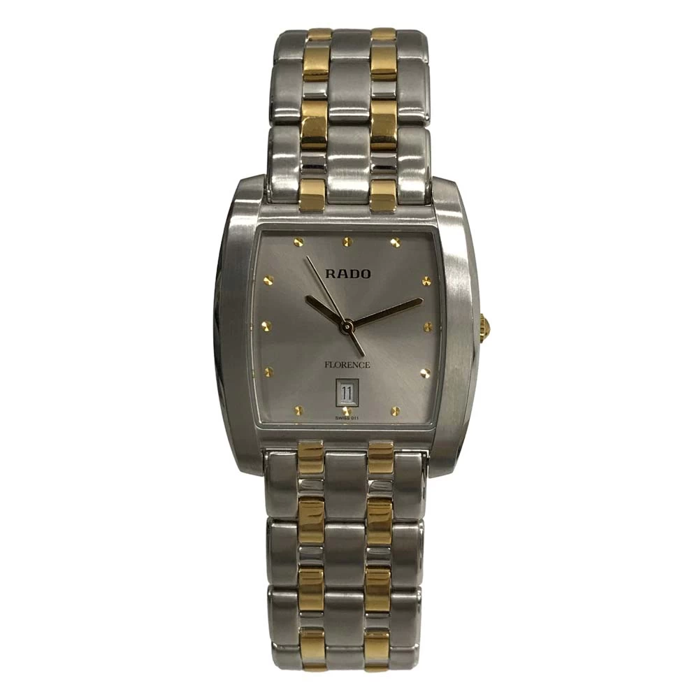 [Unused/Battery Replaced] Rado 129.3750.4 Florence Quartz Grey Dial Date Gold Hand Combi Stainless Steel Gold Plated Ladies Unisex Novelty Extremely Beautiful 