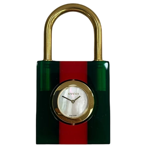 GUCCICONSTANCE CONSTANCE Padlock Motif Watch Shelly Line Green/Red Size: - [Price Review]