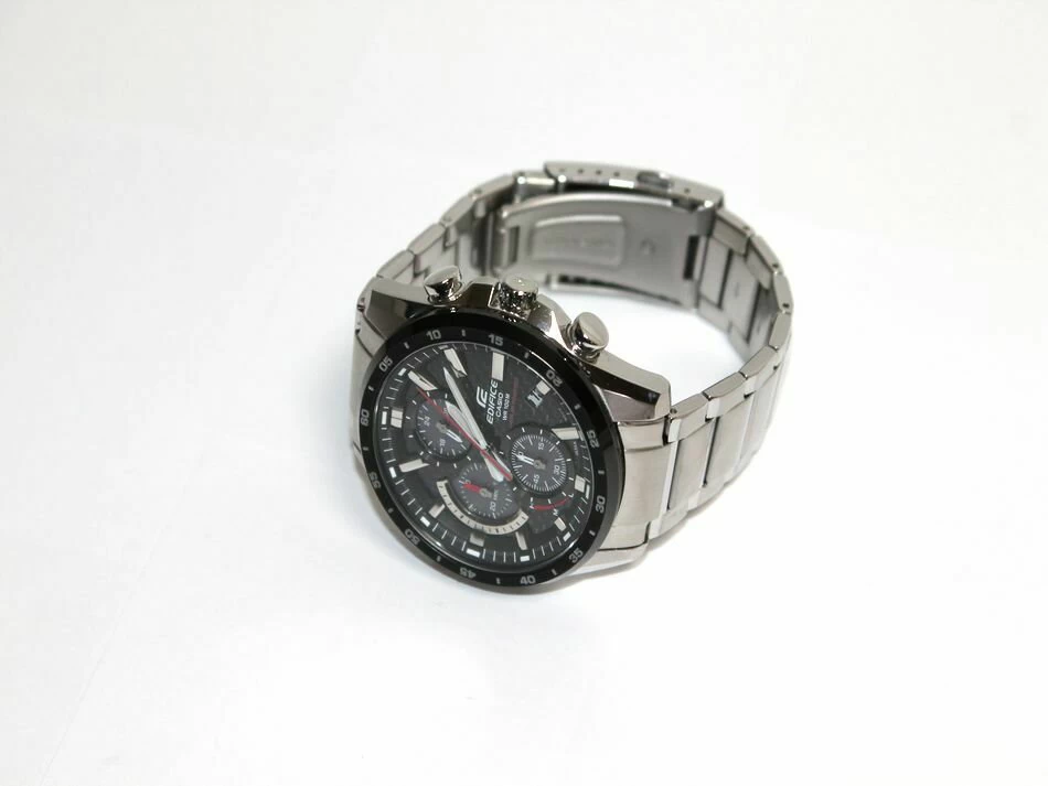  Movement Item CASIO EDIFICE EQS-900DB-1A 3 Hand Date Chronograph SS Men's Solar Analog Black Silver Edifice USED Item