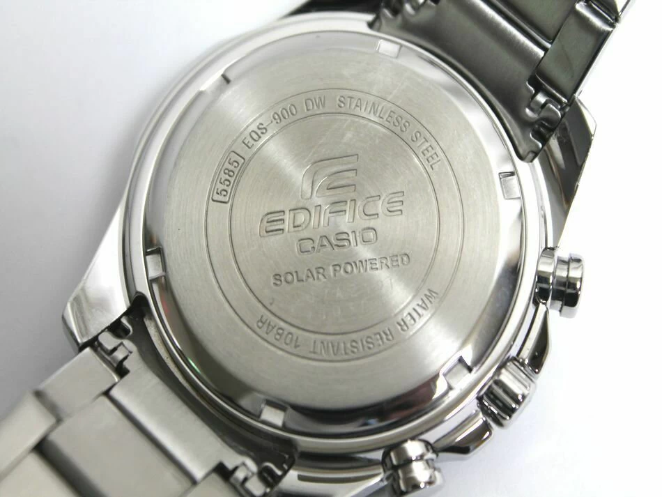  Movement Item CASIO EDIFICE EQS-900DB-1A 3 Hand Date Chronograph SS Men's Solar Analog Black Silver Edifice USED Item