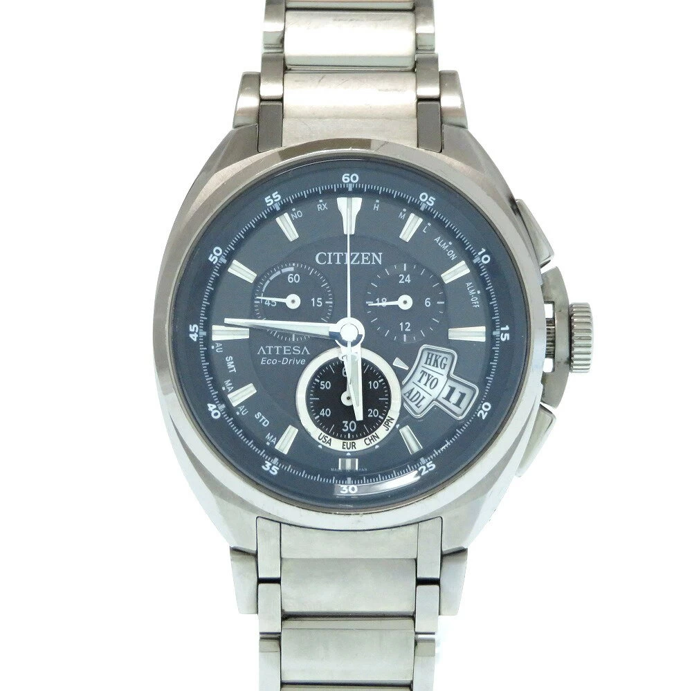 Citizen Atessa Eco-Drive Solar Radio Wave Titanium H610-T015581 Black Dial 0594CITIZEN 