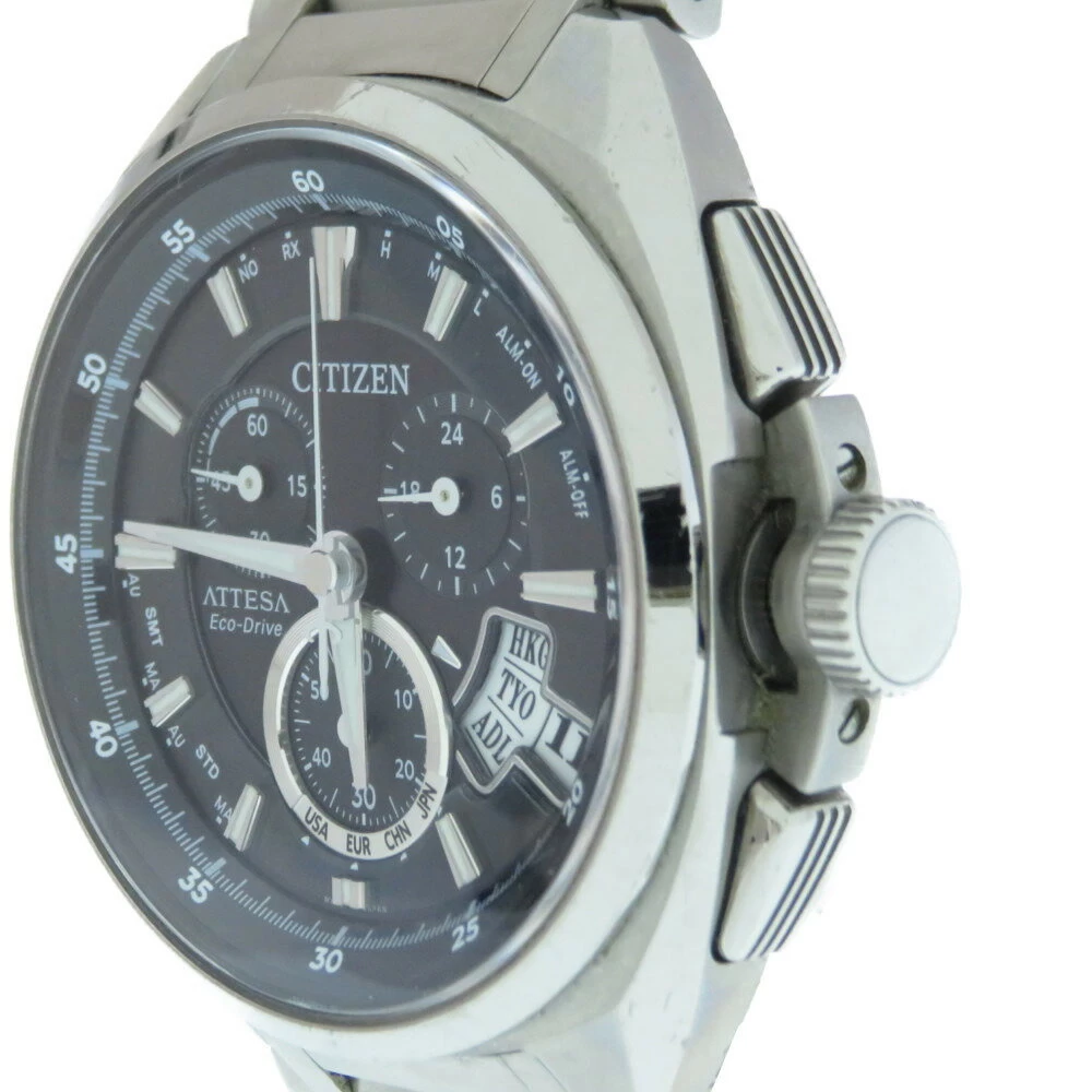 Citizen Atessa Eco-Drive Solar Radio Wave Titanium H610-T015581 Black Dial 0594CITIZEN 