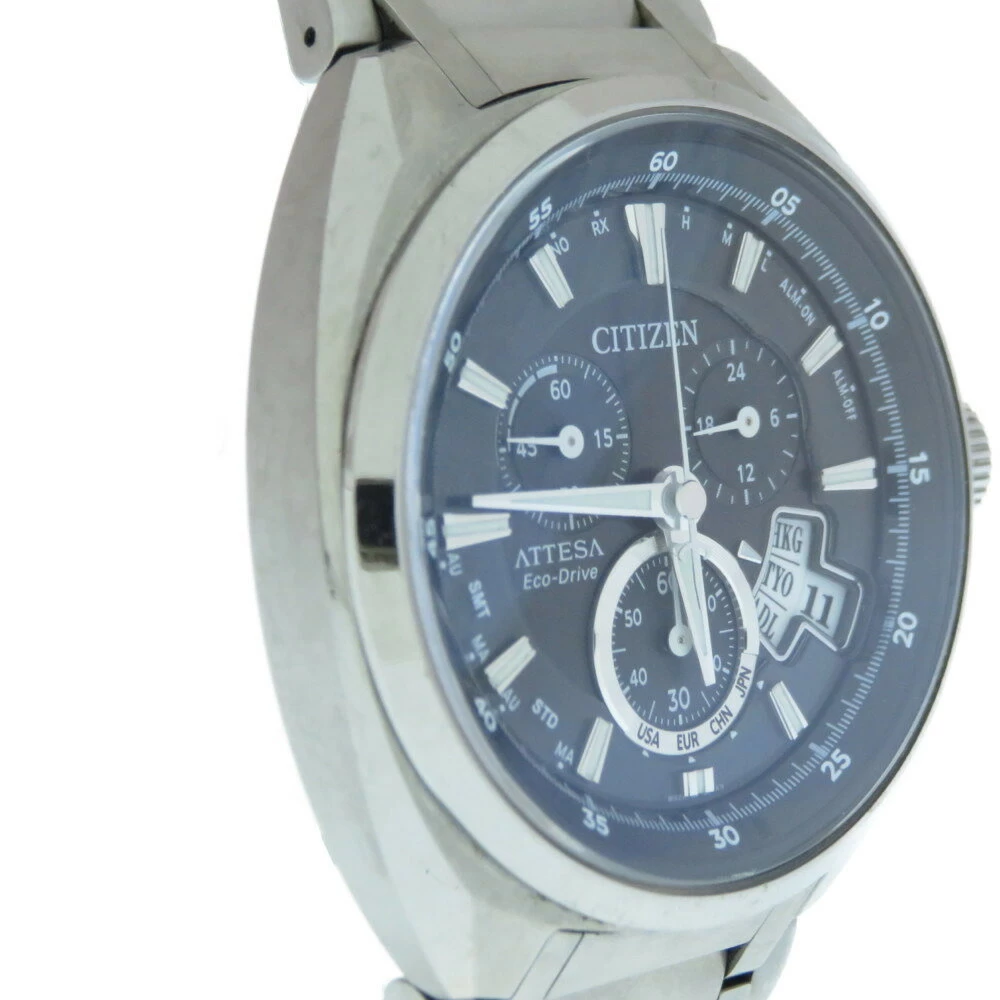 Citizen Atessa Eco-Drive Solar Radio Wave Titanium H610-T015581 Black Dial 0594CITIZEN 