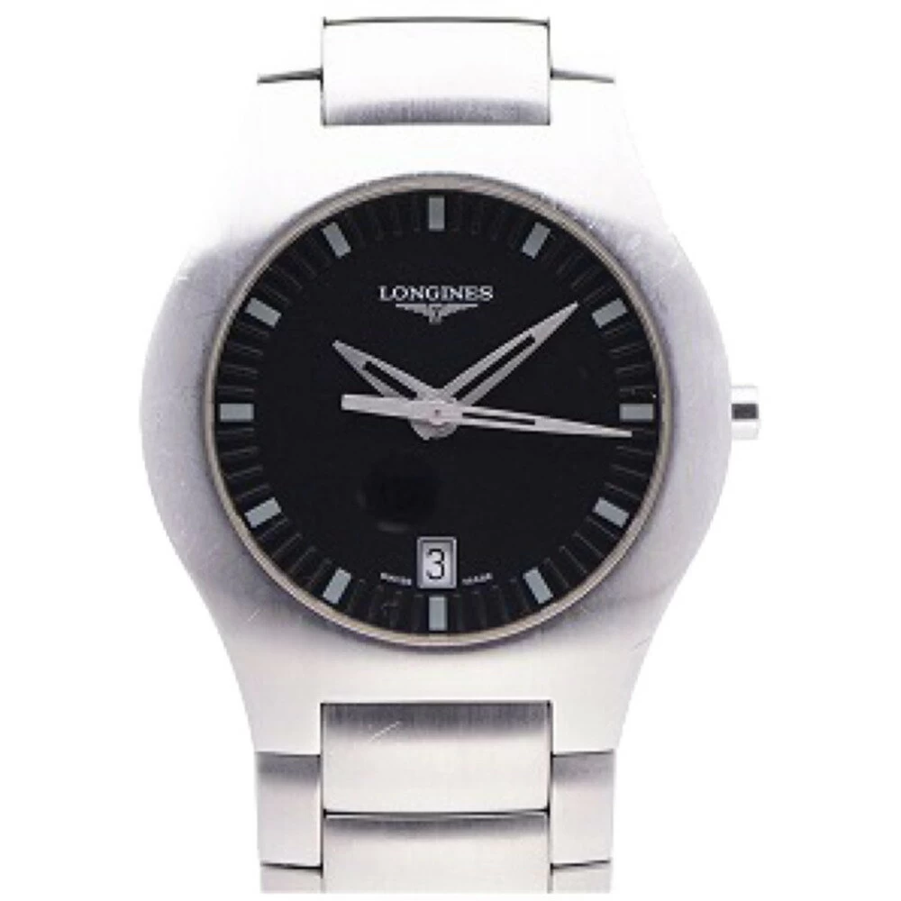 Longines Opposition Date L3.617.4 Quartz SS Black Dial 0005 LONGINES 