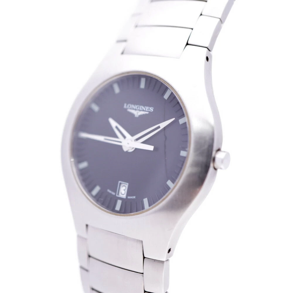 Longines Opposition Date L3.617.4 Quartz SS Black Dial 0005 LONGINES 