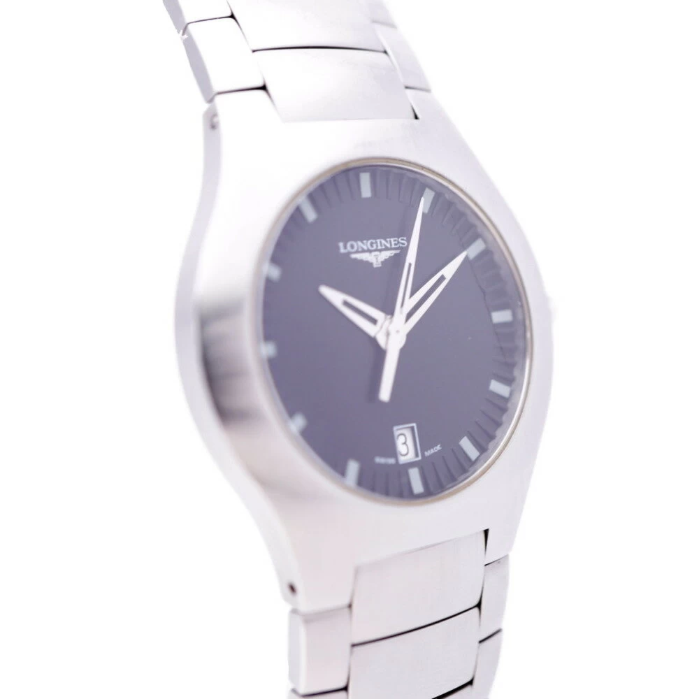 Longines Opposition Date L3.617.4 Quartz SS Black Dial 0005 LONGINES 