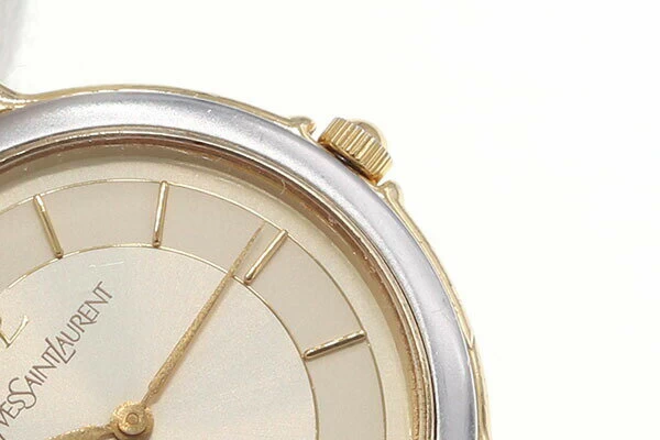 Yves Saint Laurent Ladies Watch Gold Dial Bar Index Stainless Steel Quartz Ladies Ladies Vintage Yves Saint Laurent
