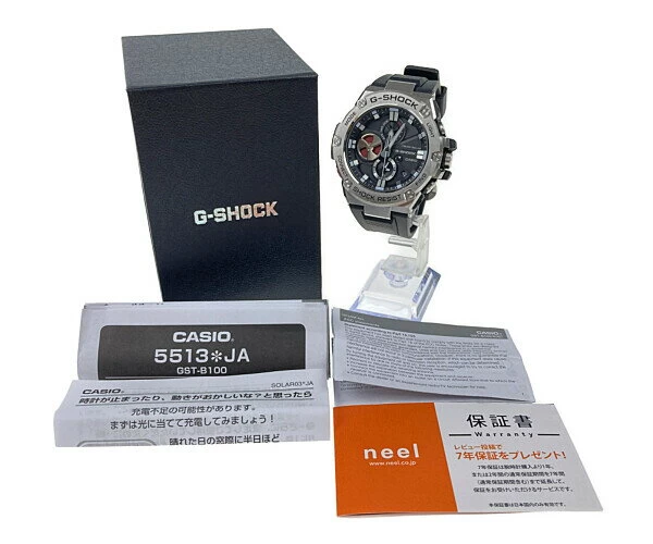 CASIO G-SHOCK G-STEEL GST-B100 SERIES GST-B100-1AJF Casio G-Shock G-Steel Tough Solar Quartz Size: Case Diameter Approx. 58.1 x 53.8 x 14.1 mm Maximum Arm Circumference Approx. 21.8 cm Color: Black Bandai Net Store