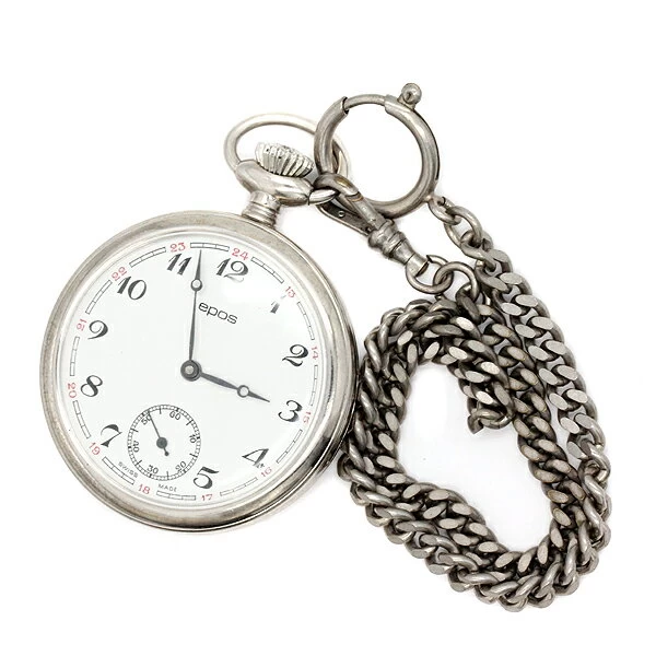 epos epos pocket watch 2003AWH open face white dial hand-wound