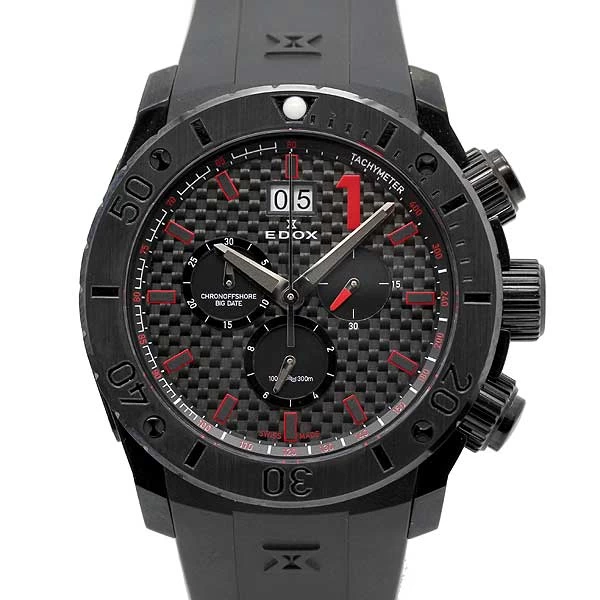 Edox EDOX Class One CLASS-1 Chrono Offshore Chronograph 10020-37N-NRO Big Date Black Dial Quartz