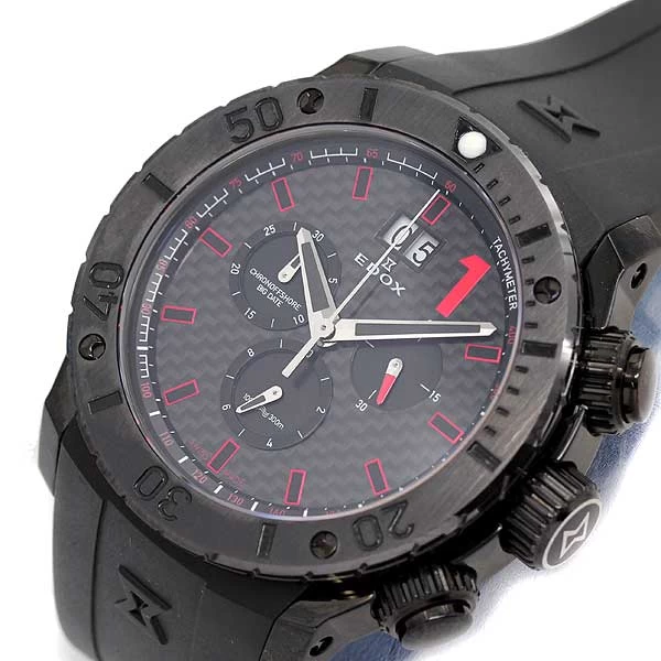 Edox EDOX Class One CLASS-1 Chrono Offshore Chronograph 10020-37N-NRO Big Date Black Dial Quartz