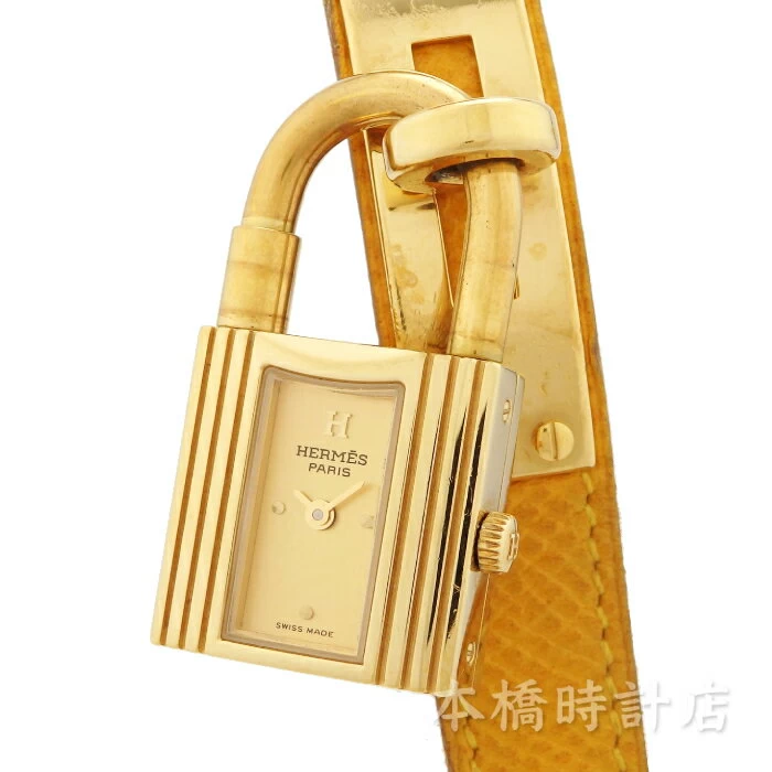 Hermes HERMES Kelly Watch KE1.201 Gold Dial Ladies with Box Machine Inspection/Battery Replaced　