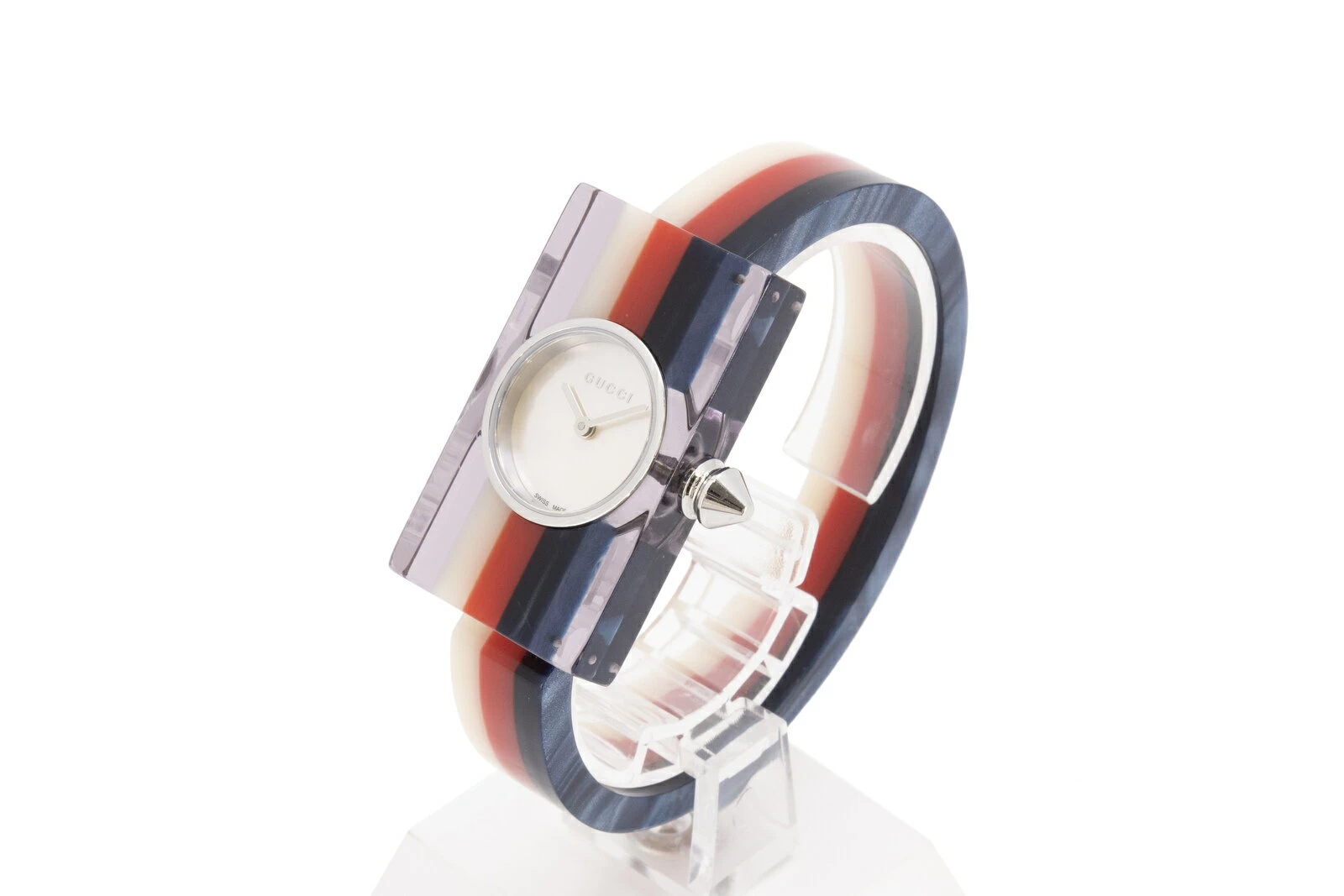 [Half Year Warranty] GUCCI Gucci Vintage Web 143.5 SS x Resin White Shell x White x Red Quartz Bangle Watch