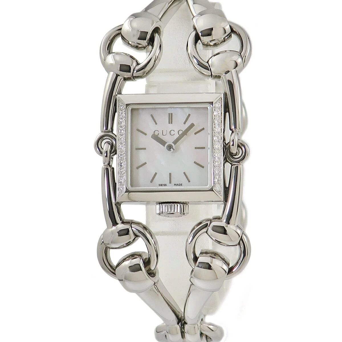 Gucci GUCCI Signoria YA116505 116.5 Genuine Diamond Shell Bar Square Ladies Quartz Silver 