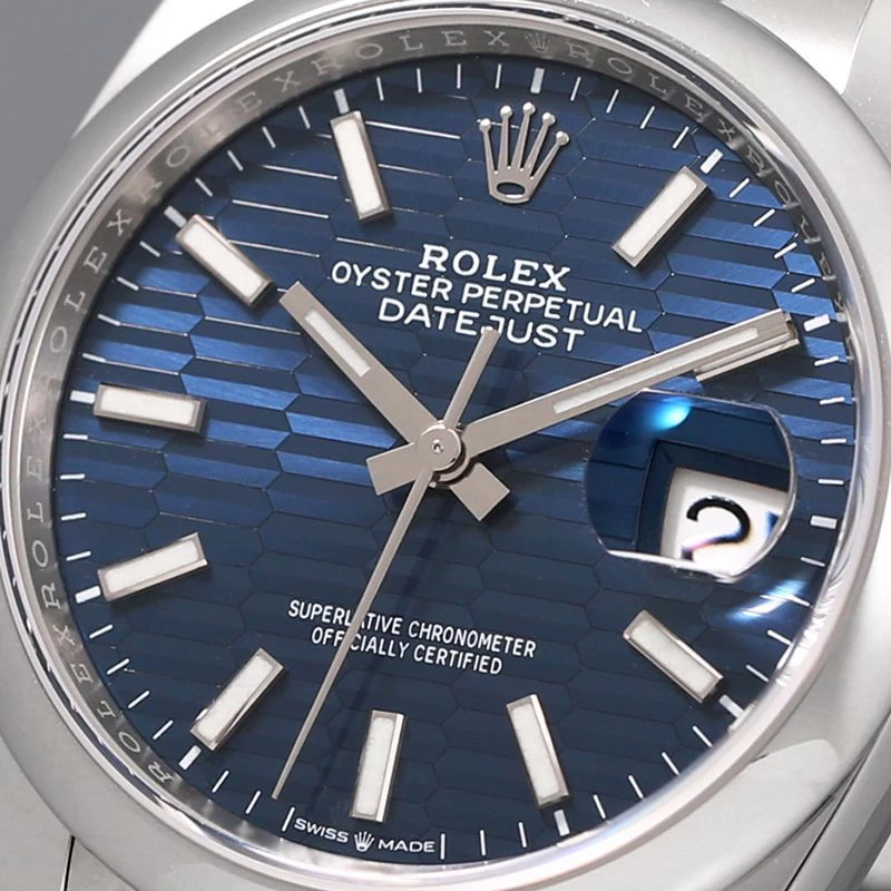 ROLEX DATEJUST 36 ROLEX RANDOM BRIGHT BLUE FLUTED MOTIF 126200 NEW 