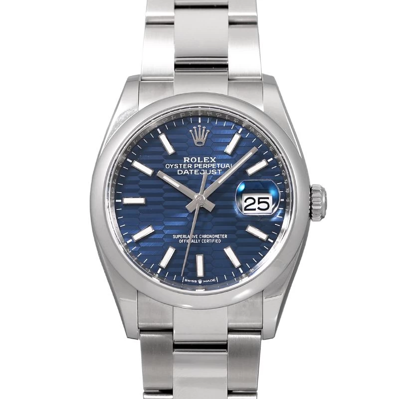 ROLEX DATEJUST 36 ROLEX RANDOM BRIGHT BLUE FLUTED MOTIF 126200 NEW 