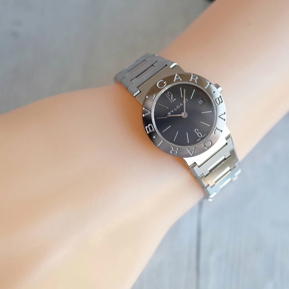  BVLGARI BVLGARI BVLGARI BLACK DIAL BB26SS BB26SSD DATE LADY'S QUARTZ WARRANTY WITH BATTERY REPLACED