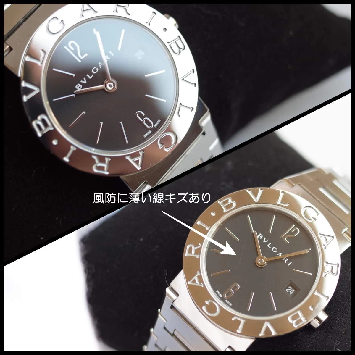  BVLGARI BVLGARI BVLGARI BLACK DIAL BB26SS BB26SSD DATE LADY'S QUARTZ WARRANTY WITH BATTERY REPLACED